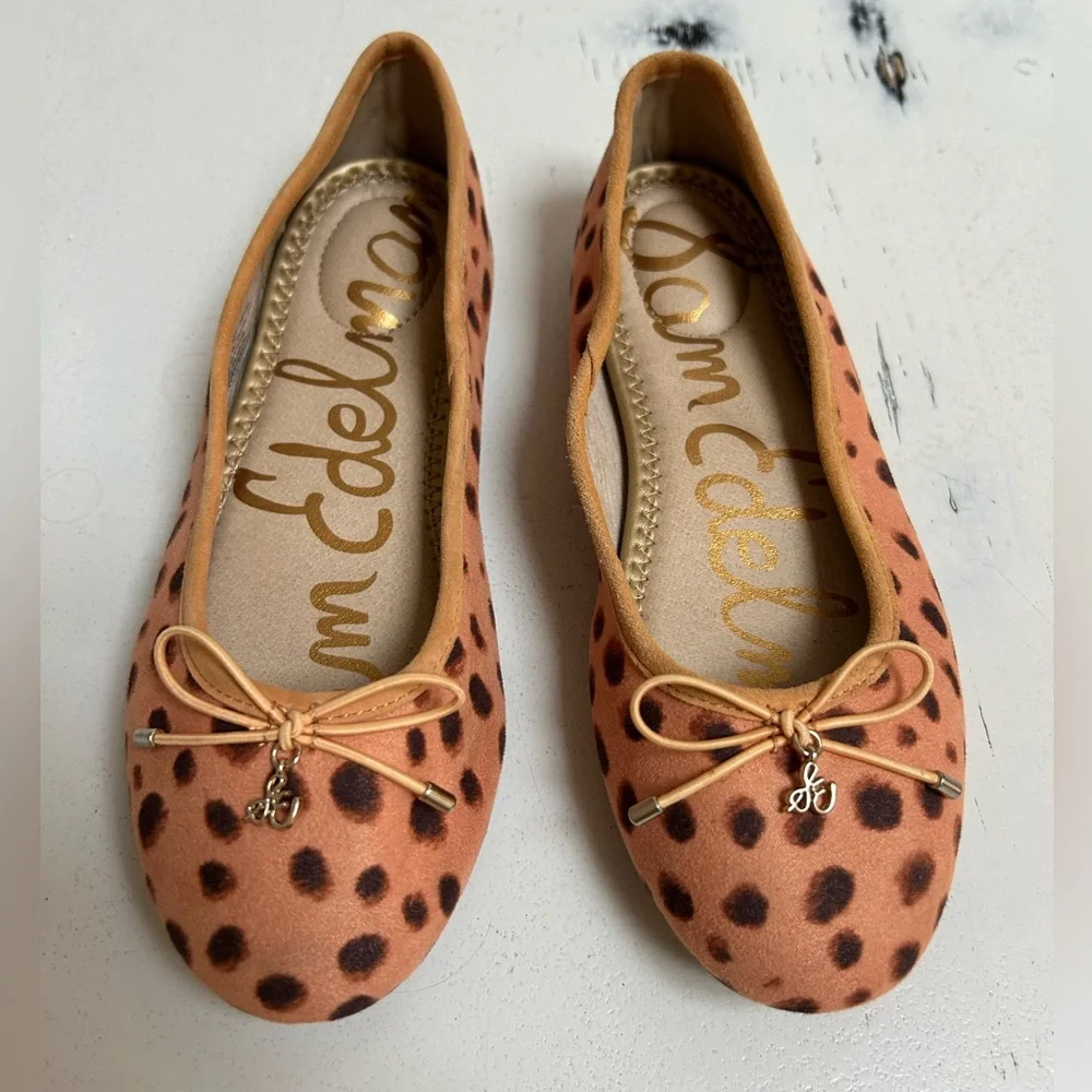 Sam Edelman Kids Felicia Leopard Print Ballet Flat w/Bow Size 2